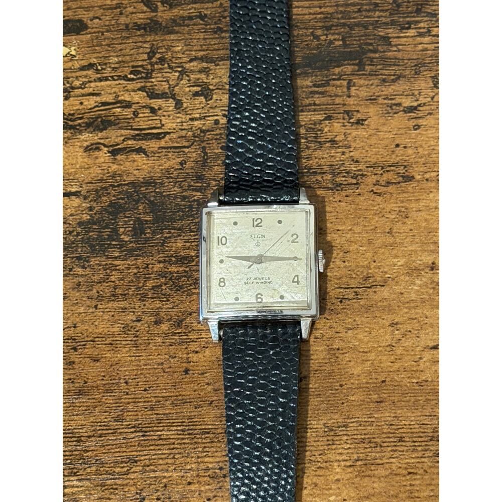 Elgin 27 Jewels Self-Winding Automatic Rectangular Men’s Watch 10K Gold Filled - Picture 11 of 14